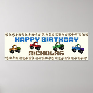 Póster Sinal de Aniversário de Quatro Caminhões