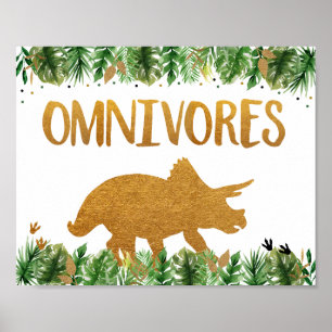 Poster Sinal de Aniversário Dinossauro Verde Dourado Onív