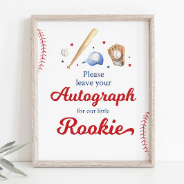 Poster Sinal de Aniversário do Autografo Baseball Rookie