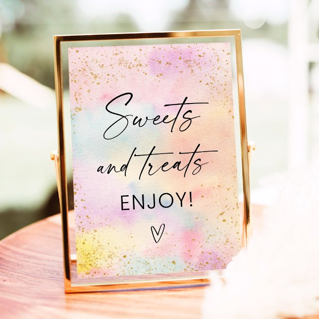 Poster Sinal de Aniversário do Pastel Rainbow Dourado Doc (Criador carregado)