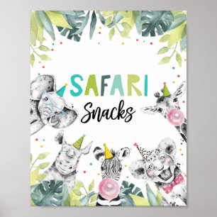 Poster Sinal de Aniversário do Safari Snack Party