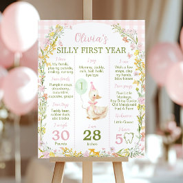 Poster Sinal de Aniversário Floral Pink Silly Goose
