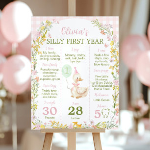 Poster Sinal de Aniversário Floral Pink Silly Goose