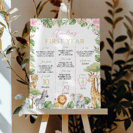 Poster Sinal de Aniversário Menina Selvagem Rosa da Selva
