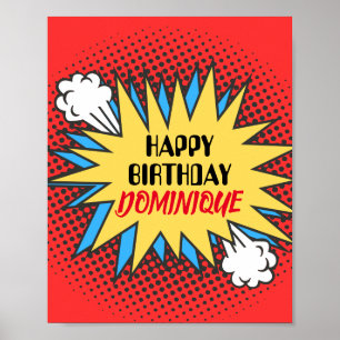 Poster Sinal de Aniversário, Tema de Super Herói, Persona