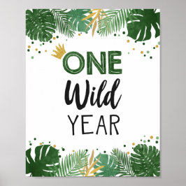 Poster Sinal de Aniversário Tropical Safari Boy de Um Ano
