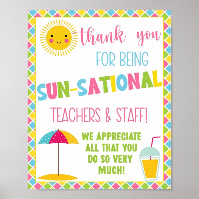 Poster Sinal de Apreciação de Professores Sacional Sun (Frente)