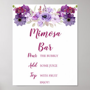 Poster Sinal de Aquarela Bar Mimosa Orquídea Roxo