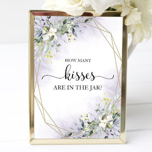 Poster Sinal de Aquarela de Folhagem Quantos Beijos