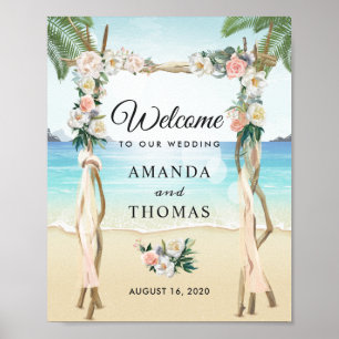 Poster Sinal de Arbor Floral Tropical Wedch Sign