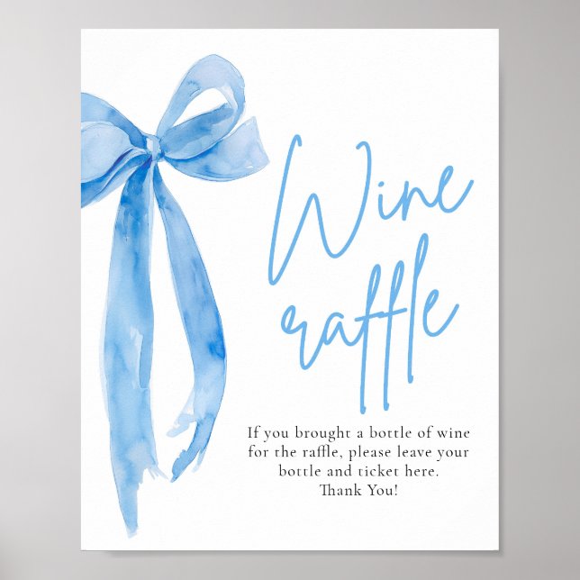 Poster Sinal de Arco Azul Elegante Vinho Raffle (Frente)
