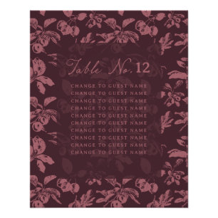 Póster Sinal de Assento da Mesa de Casamento Floral Rosa