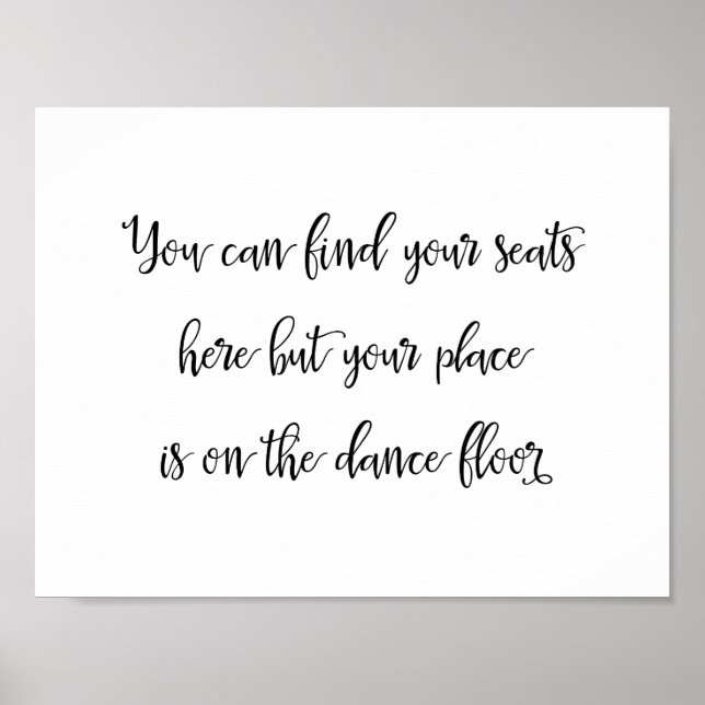 Poster Sinal de assento de casamento | Caligrafia (Frente)