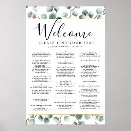 Poster Sinal de Assento de Casamento com Verde de Eucalip