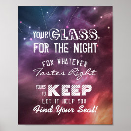 Poster Sinal de Assento de Casamento Copo Para a Noite En
