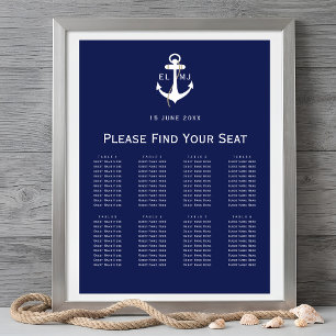 Poster Sinal de Assento de Casamento Náutico da Marinha