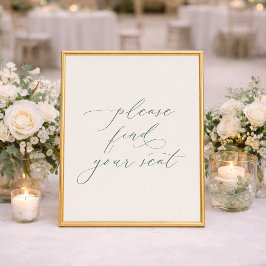 Poster Sinal de Assento de Casamento Verde Sage Minimalis