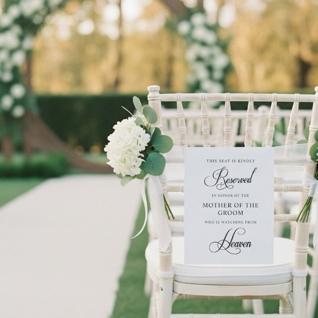 Poster Sinal de Assento Memorial Reservado para Casamento (Wedding Reserved Memorial Seating Sign)