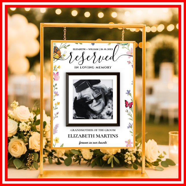 Poster Sinal de Assento Reservado Casamento Boho Floral F (Criador carregado)