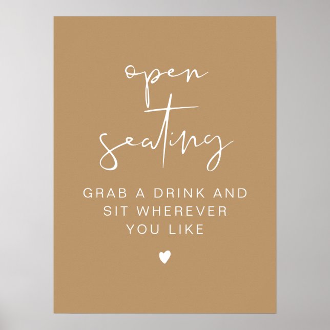 Poster Sinal de Assentos Abertos para Casamento Minimalis (Frente)