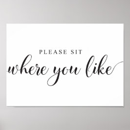 Poster Sinal de Assentos do Casamento. Por favor, sente-s