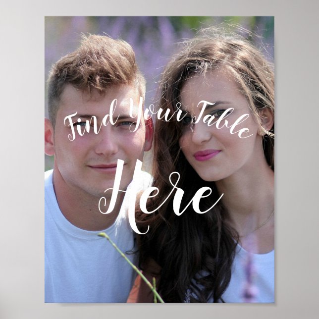 Poster Sinal de Atribuição de Mesa de Casamento com Foto (Frente)