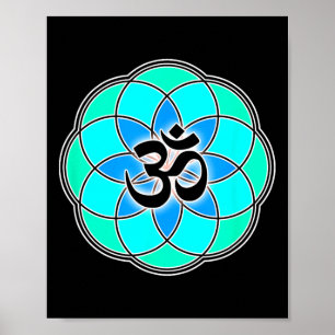 Poster Sinal de Aum Yoga Meditação Semente da Vida Flor d
