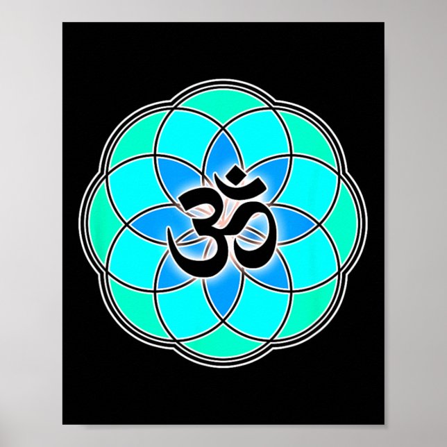 Poster Sinal de Aum Yoga Meditação Semente da Vida Flor d (Frente)