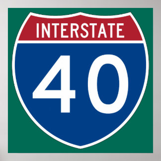 Póster Sinal de autoestrada Interstate 40 (I-40)