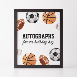 Poster Sinal de autógrafos do Aniversário de criança desp