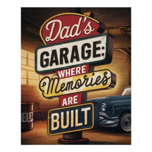 Póster Sinal de Automóveis Retrô Vintage da Garagem do Pa