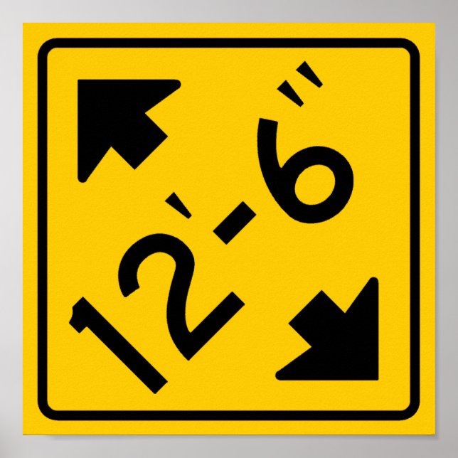 Poster Sinal de aviso de baixa distância na autoestrada (Frente)