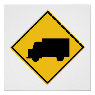 Póster Sinal de aviso de caminhão rodoviário