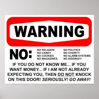 Póster Sinal de Aviso de Nenhum Solicitante