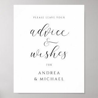 Poster Sinal de Aviso para Desejos de Casamento Elegantes