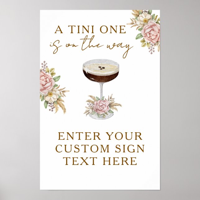Poster Sinal de Babá com Pink Espresso Martini Personaliz (Frente)