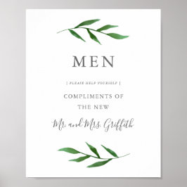 Poster Sinal de Banheiro de Casamento Elegante - Homens