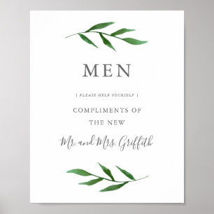 Poster Sinal de Banheiro de Casamento Elegante - Homens