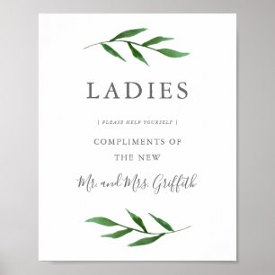 Poster Sinal de Banheiro de Casamento Elegante - Senhoras
