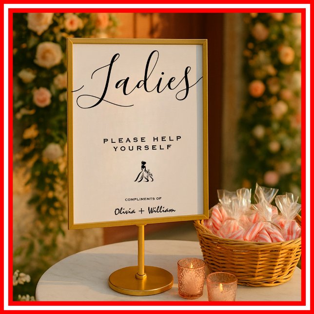 Poster Sinal de Banheiro de Casamento Moderno Elegante Mi (Criador carregado)