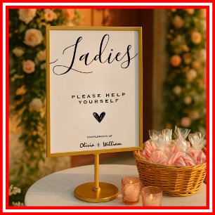 Poster Sinal de Banheiro de Casamento Moderno Elegante Mi