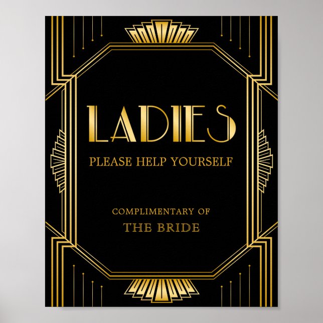 Poster Sinal de banheiro feminino | Gatsby Art Deco (Frente)