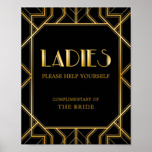 Poster Sinal de banheiro feminino   Gatsby Art Deco