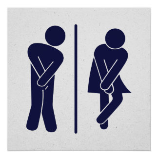 Póster Sinal de Banheiro Unisex Engraçado