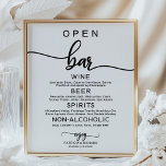 Poster Sinal de Bar Aberto de Casamento Caligrafia Básica<br><div class="desc">Esta fantástica suíte de casamento de caligrafia expele um design moderno, ousado e eterno. Nossa coleção abrangente fornece tudo que você precisa para criar uma atmosfera coesa e dinâmica, incluindo cartões de menu, guardanapos personalizados, sinais marcantes, favores e muito mais. Não hesite em falar via chat para assistência personalizada ou...</div>