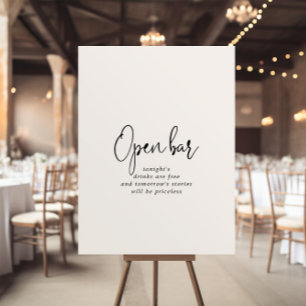 Poster Sinal de Bar Aberto de Casamento de Script Elegant