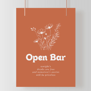Poster Sinal de Bar Aberto de Casamento de Terracota com