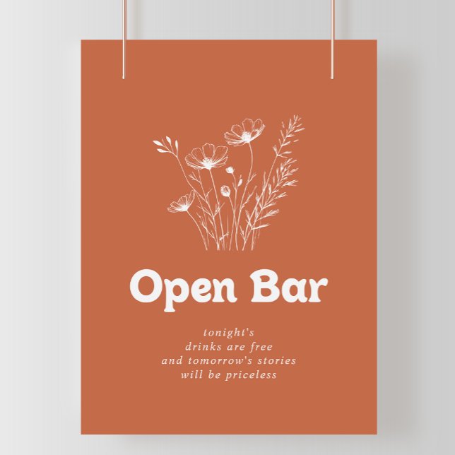 Poster Sinal de Bar Aberto de Casamento de Terracota com  (Criador carregado)