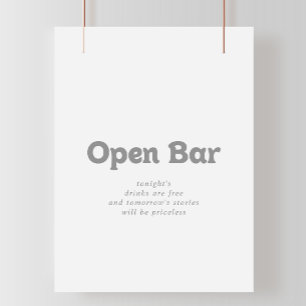 Poster Sinal de Bar Aberto de Casamento Minimalista Forma
