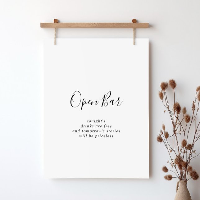 Poster Sinal de Bar Aberto de Casamento Minimalista Simpl (Criador carregado)